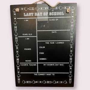 New! First & Last Day of School Reversible Chalkboard Decor Memories Photos Kids